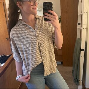 Brown gingham Button-Up Shirt